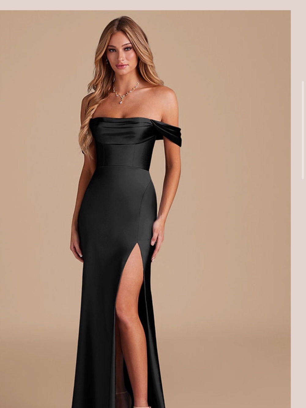 Elegant Black Off-Shoulder Evening Gown with Front Slit